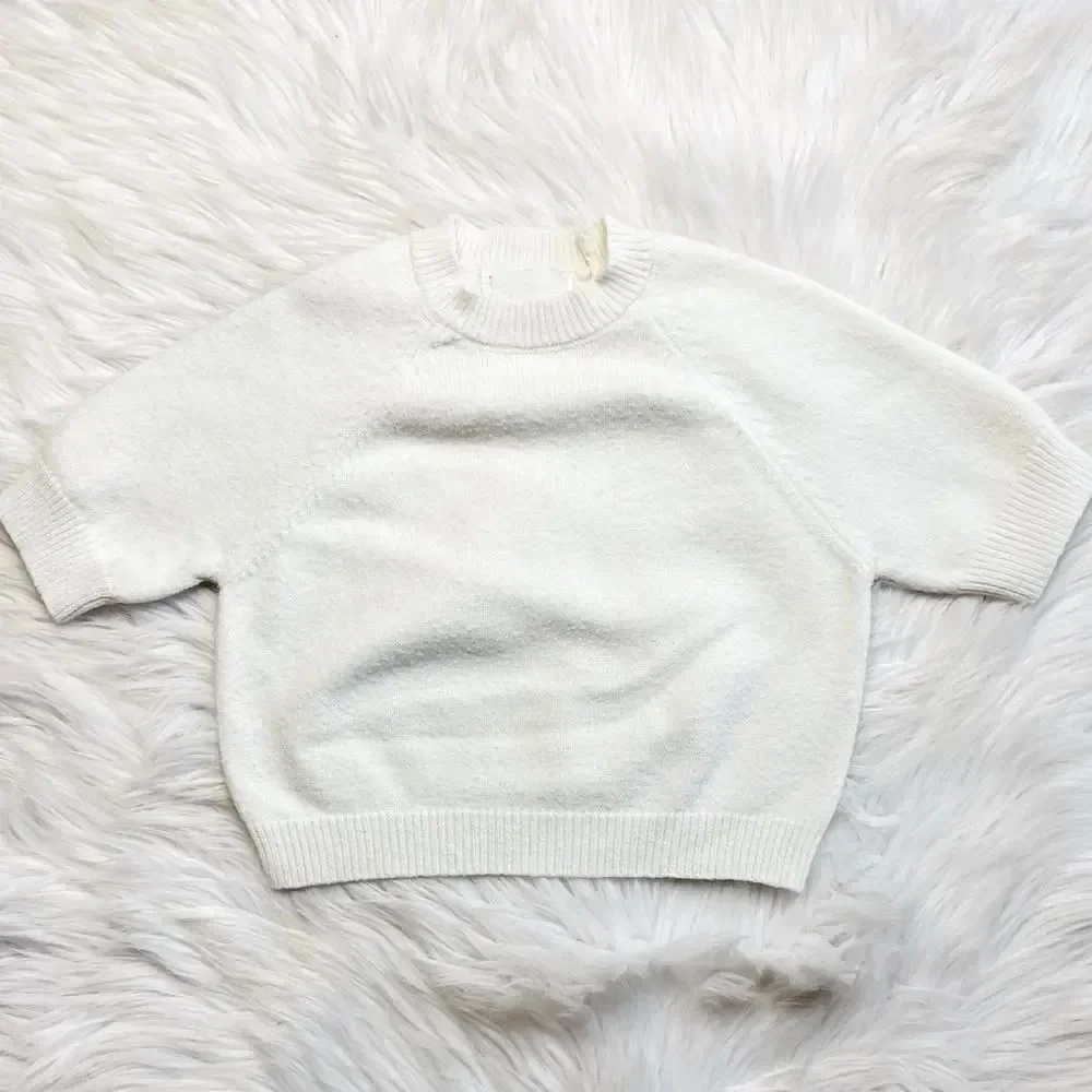 Pullover Crew Neck Knit Sweater White Size 3T